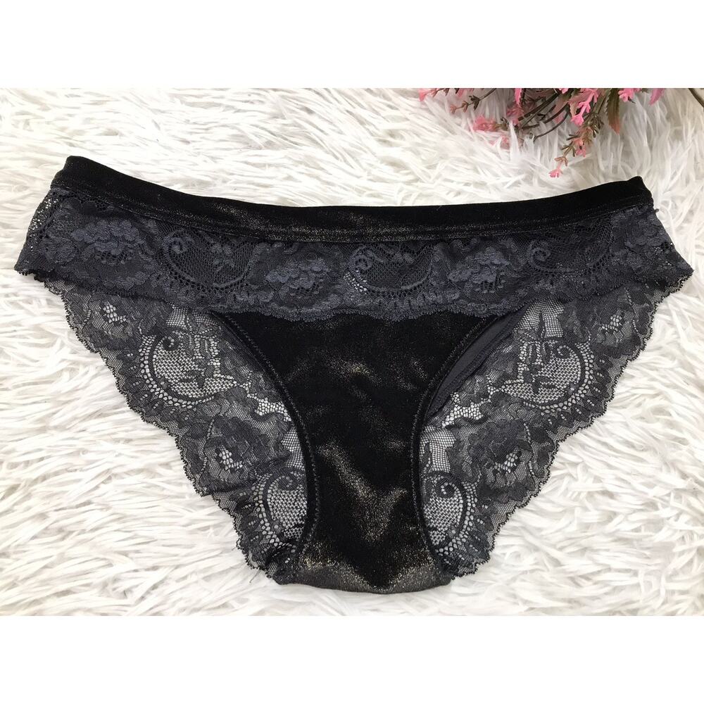 RARE ADORE ME BLING sparkly floral Lace Metallic Glitter very Soft Sz Sm Panty